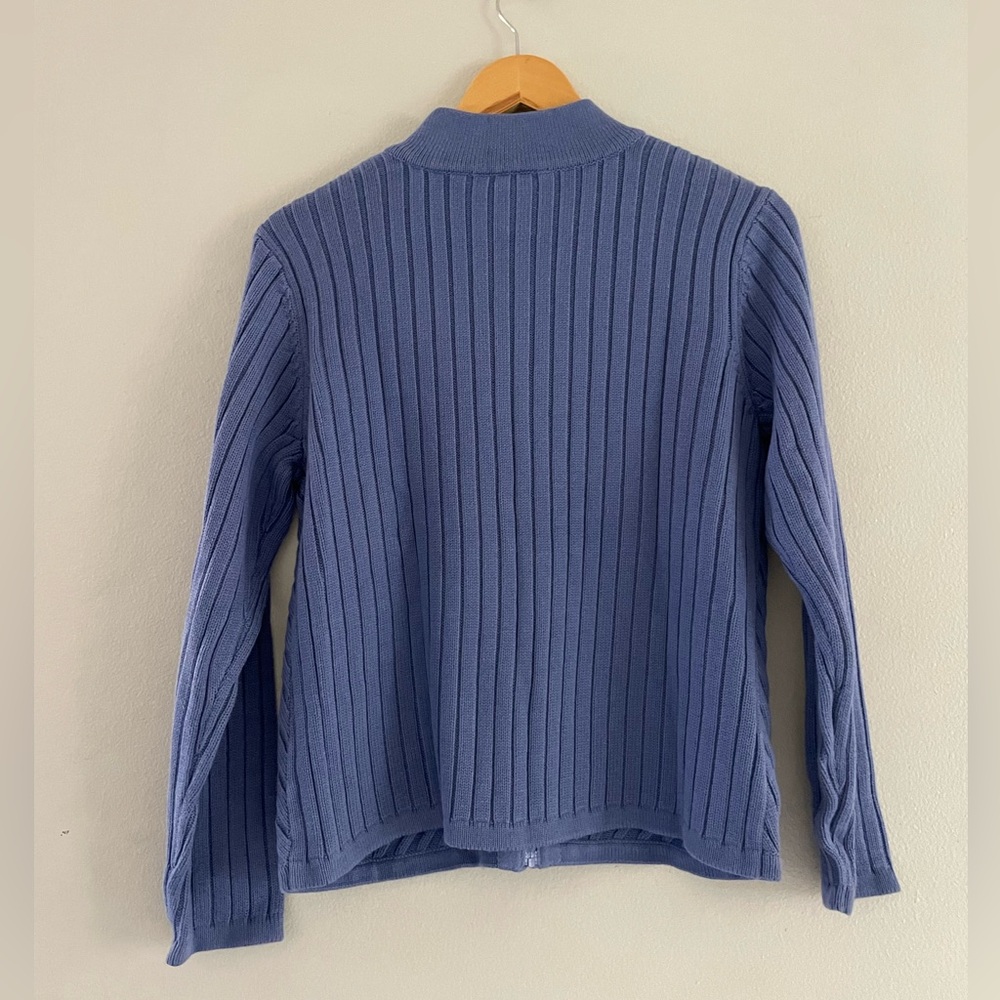Talbots Purple/Blue Zip-Up Textured Sweater - Picture 2 of 5
